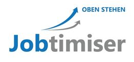 Logo mit dem Text "Jobtimiser" und zwei Pfeilen, "OBEN STEHEN" darüber.