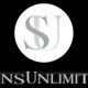 Logo van Skins Unlimited met witte cirkel en letters "SU" op zwarte achtergrond.