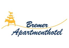 Logo mit Bremer Stadtmusikanten und Schriftzug "Bremer Apartmenthotel" in Blau und Gelb.