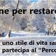 Paesaggio invernale innevato con testo sul benessere e la corretta alimentazione.