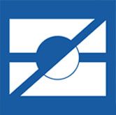 Blaues Symbol: Rechteck mit Kreis und diagonaler Linie, die den Kreis durchschneidet.