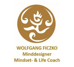 Logo mit stilisiertem Symbol und Text: "WOLFGANG FICZKO, Minddesigner Mindset- & Life Coach".