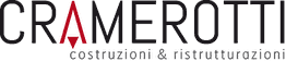 Logo Cramerotti con testo "costruzioni & ristrutturazioni" in nero e rosso.