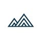 Geometric mountain logo in dark blue on a white background.