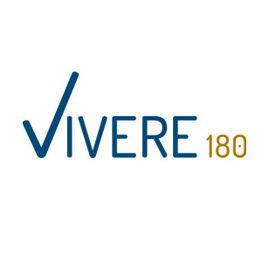 Logo mit blauem Text "VIVERE" und gelber Zahl "180" auf weißem Hintergrund.