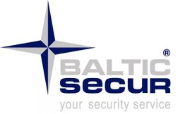 Logo mit Sternsymbol und Text: "BALTIC SECUR your security service".