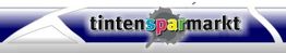 Logo von "tintensparmarkt" mit bunten Buchstaben auf blau-weißem Hintergrund.