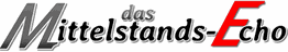 Logo mit dem Text "das Mittelstands-Echo", Buchstabe "E" in Rot hervorgehoben.