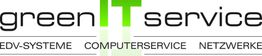 Logo mit Text: Green IT Service, EDV-Systeme, Computerservice, Netzwerke.