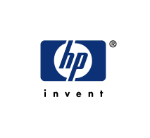 HP-Logo mit blauem Hintergrund und dem Wort "invent" darunter.