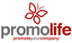 Logo con scritta "promolife" e motto "promote your company", decorato con farfalla stilizzata.