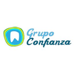 Logo de "Grupo Confianza" con un diente estilizado en colores azul, verde y amarillo.