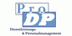 Logo mit Text: "Pro DP Dienstleistungs- & Personalmanagement" in blau und weiß.