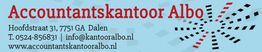 Banner van Accountantskantoor Albo met contactinfo en adres te Dalen, Nederland.