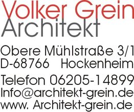 Visitenkarte mit Kontaktdaten eines Architekturbüros in Hockenheim.