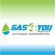 Logo "Gas4You" mit Tropfen-Symbol, Text: "LPG Flüssiggas - Autogasumrüstung", grün-blau Verlauf.