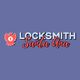 "Locksmith Santa Ana logo with an eagle and keyhole design on a blue background."