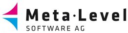 Logo von Meta-Level Software AG mit farbigen grafischen Elementen.
