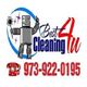 Robot holding a broom with text: "Best Cleaning 4U" and phone number 973-922-0195 below.