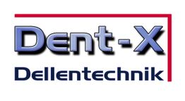 Text: "Dent-X Dellentechnik" in blau mit rotem Rand darüber.
