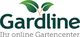 Logo von Gardline, einem Online-Gartencenter, mit Blättern über dem Text.