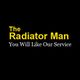 Text: "The Radiator Man - You Will Like Our Service" on a black background.