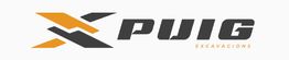 Logo de "PUIG Excavacions" con diseño geométrico en naranja y negro.
