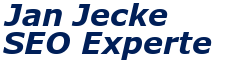 Text: "Jan Jecke SEO Experte" in blauer Schrift auf weißem Hintergrund.