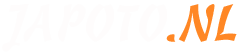 Logo van Japoto.nl met witte en oranje tekst op zwarte achtergrond.