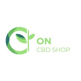 Logo de On CBD Shop con hoja verde en la letra C.