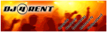 Silhouetten von tanzenden Menschen auf einer Party mit dem Schriftzug "DJ 4 RENT".
