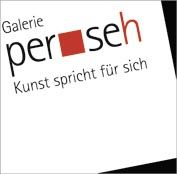 Logo der Galerie perseh mit dem Slogan "Kunst spricht für sich" in Schwarz und Rot.