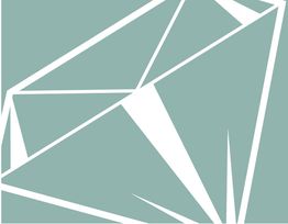 Abstraktes geometrisches Muster in Weiß auf graugrünem Hintergrund.