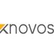 Grayscale "knovos" logo with a yellow triangle accent.