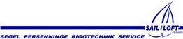 Logo mit "Sail Loft": Segel, Persenninge, Riggtechnik, Service in Blau.