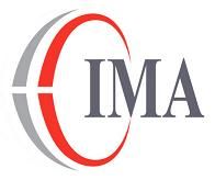 Logo mit grauen und roten Linien und dem Schriftzug "IMA" in grauer Farbe.