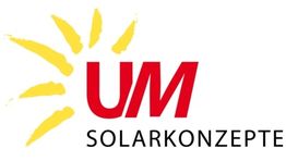 Logo mit gelber Sonne, rotem Text "UM" und schwarzem Text "SOLARKONZEPTE" auf weißem Hintergrund.