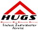 Logo von HUGS mit rotem Dachsymbol und Text: "Haushalts Und Gebaeude Service, Einfach Individueller Service."