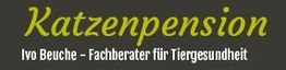 Text "Katzenpension, Ivo Beuche - Fachberater für Tiergesundheit" auf dunklem Hintergrund.