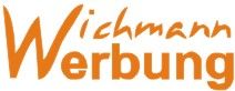 Orange Schriftzug "Wichmann Werbung" auf weißem Hintergrund.