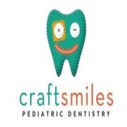 Illustrated tooth logo for Craft Smiles Pediatric Dentistry with colorful stitches.