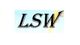 Schwarzer LSW-Text vor blauem Hintergrund und einem Teil eines gelben Objekts.