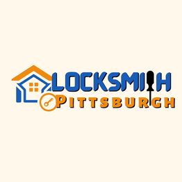 "Locksmith Pittsburgh logo with a house, key, and screwdriver design."