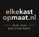 Logo met de tekst "elkekastopmaat.nl" en "Wim van Wolfswinkel" op een zwarte achtergrond.