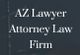 Text reading "AZ Lawyer Attorney Law Firm" on a dark background with a blurred scale.