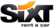 Logo von Sixt mit dem Schriftzug "rent a car" darunter, und einem orangefarbenen Akzent über dem "i".
