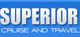 Text logo: "Superior Cruise and Travel" in gradient blue and white.