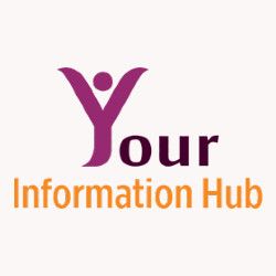 Logo with "Your Information Hub" text in purple and orange.