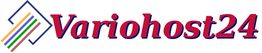 Schriftzug "Variohost24" mit buntem quadratischem Logo links daneben.