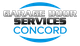 Logo for Garage Door Services Concord with bold silver and blue text and curved lines.